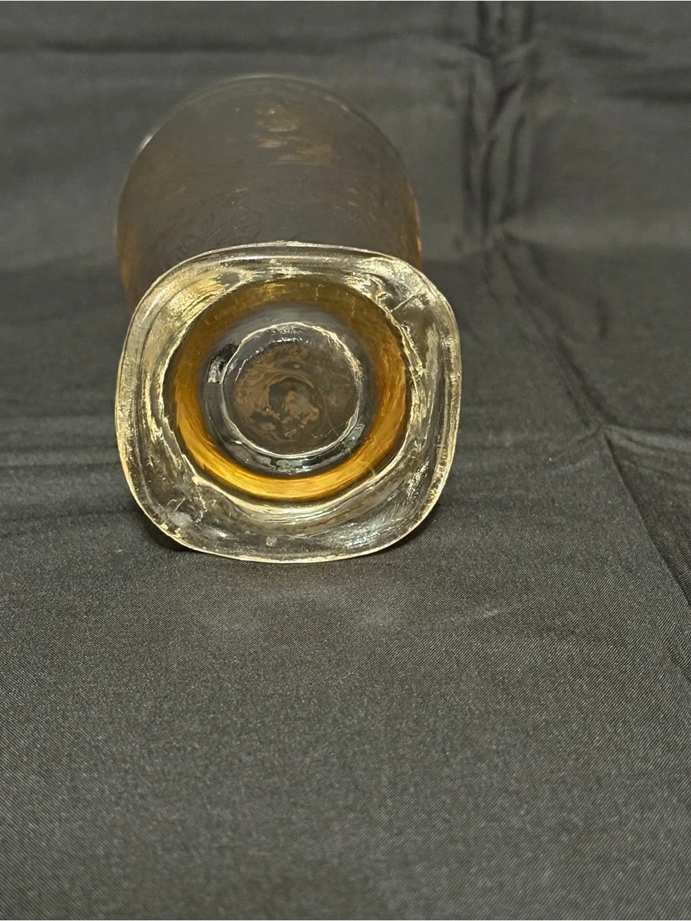 Amber Floral Etched Glass Tumbler - Amber